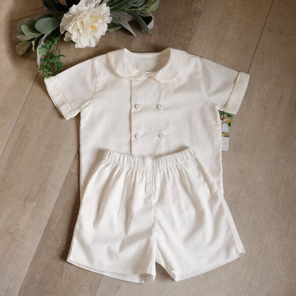 Strasburg Boy Heirloom Ivory Dressy Short Set Ring Bearer Portrait Size 2/3T NWT - Picture 3 of 6